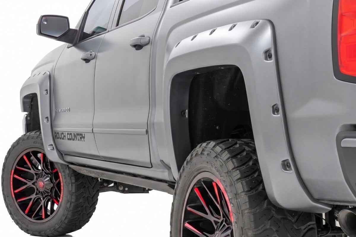 Pocket Fender Flares | 6'7" & 8' Bed | G9K Satin Steel | Chevy Silverado 1500 (14-18)/2500HD - Fender Flares (Image 1 of 6)