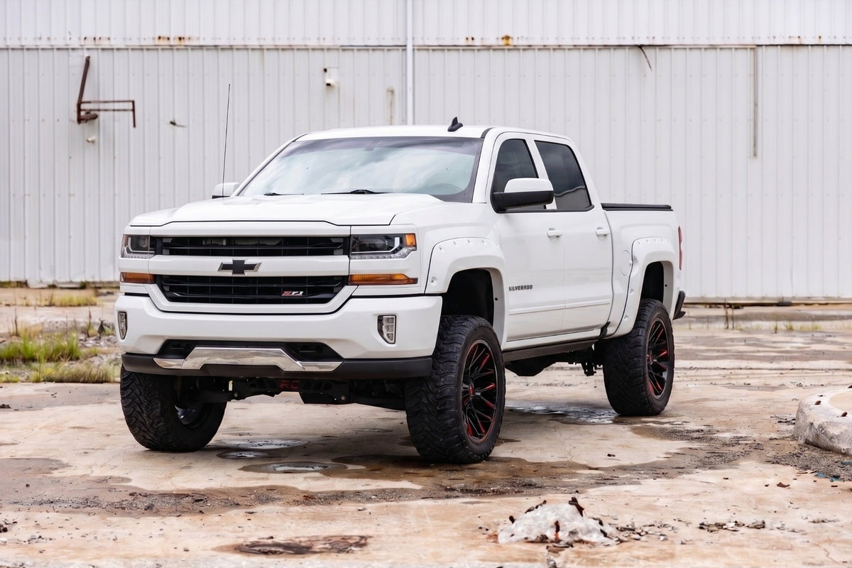 Pocket Fender Flares | 6'7" & 8' Bed | GAZ Summit White | Chevy Silverado 1500 (14-18)/2500HD (15-19) - Fender Flares (Image 4 of 6)