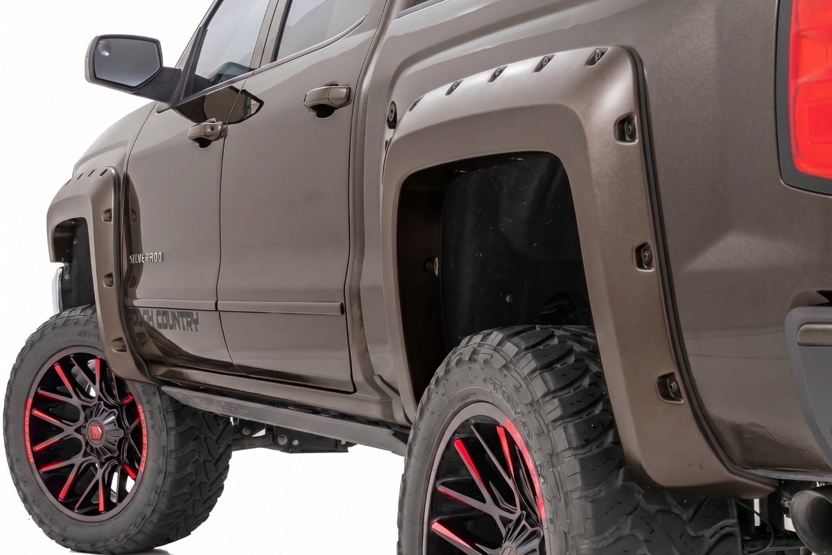 Pocket Fender Flares | 6'7" & 8' Bed | GXG Tungsten | Chevy Silverado 1500 (14-18)/2500HD - Fender Flares (Image 1 of 6)