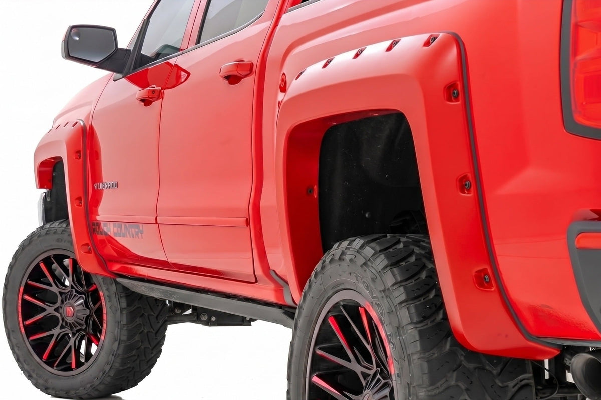 Pocket Fender Flares | 6'7" & 8' Bed | GCN Victory Red | Chevy Silverado 1500 (14-18)/2500HD - Fender Flares (Image 1 of 6)
