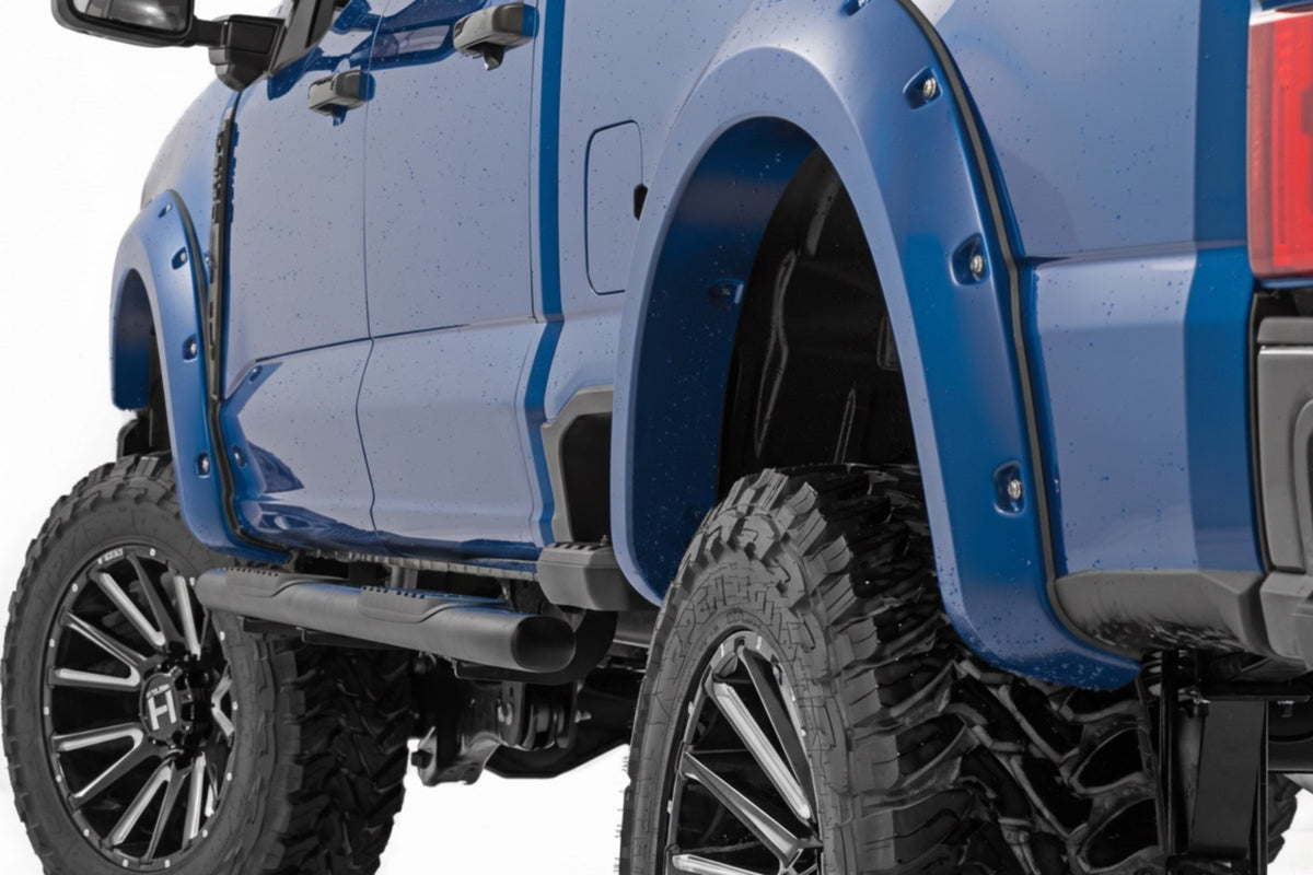 Rough Country F-F20231-E9 Pocket Fender Flares | E9 Argon Blue | Ford F-250/F-350 Super Duty (23-26) - Studio View 1