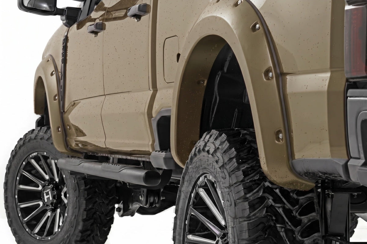 Rough Country F-F20231-T9 Pocket Fender Flares | T9 Marsh Gray | Ford F-250/F-350 Super Duty (23-26) - Studio View 1