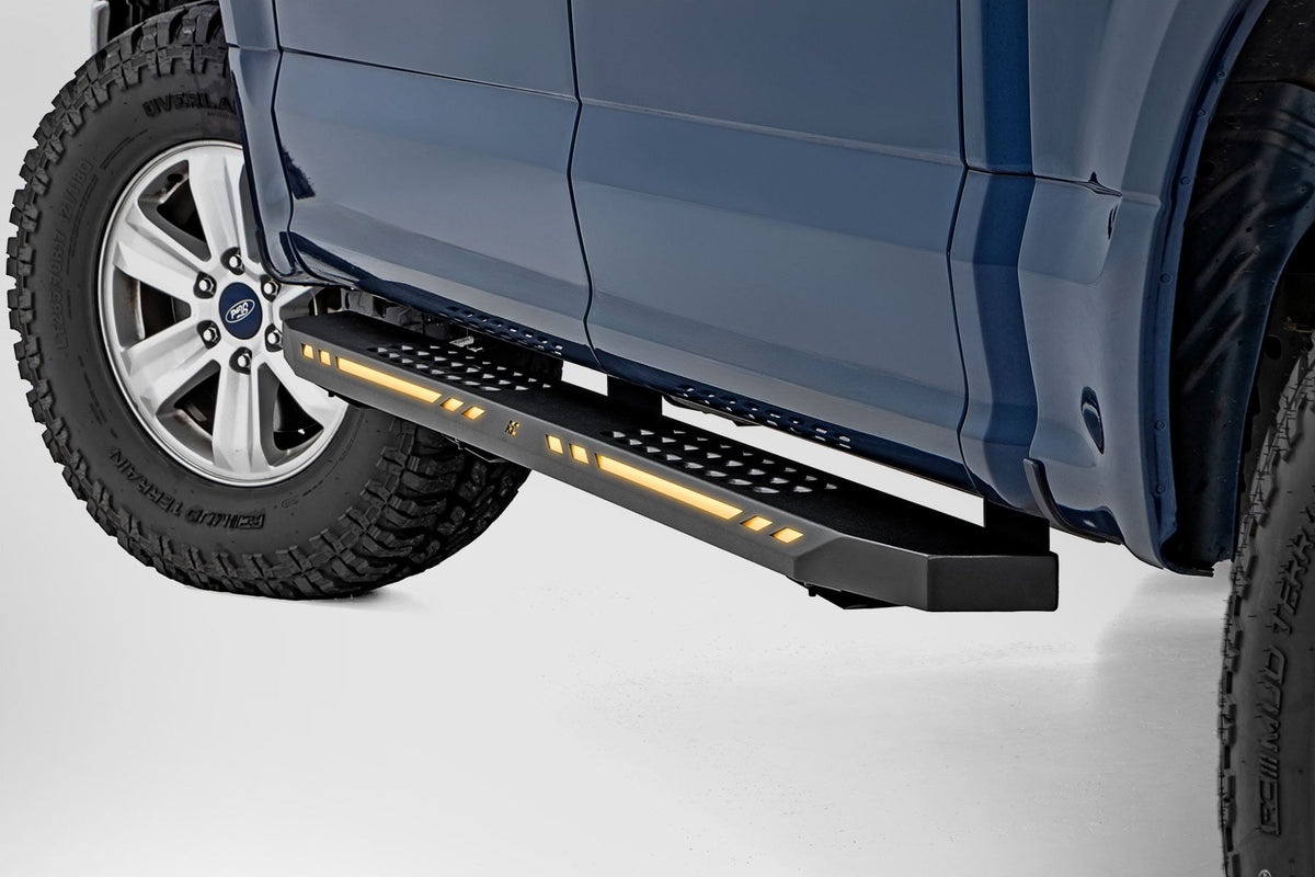 AC2 Running Boards | Amber/White | Crew Cab | Ford F-150/Lightning/F-250/F-350/Raptor (15-26) - Steps & Runningboard (Image 1 of 6)