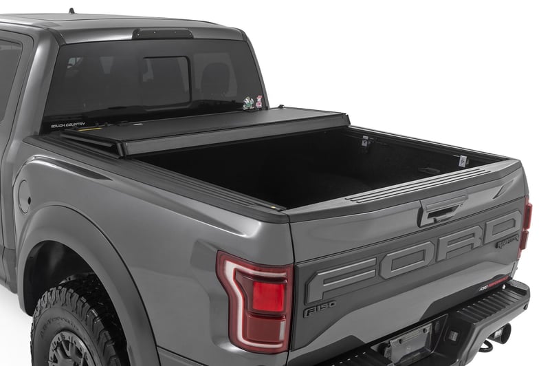 RC Hard Tri-Fold Flip Up Bed Cover | 5'7" Bed | Ford F-150 (21-26)/F-150 Lightning (22-26) (manufacturer page)