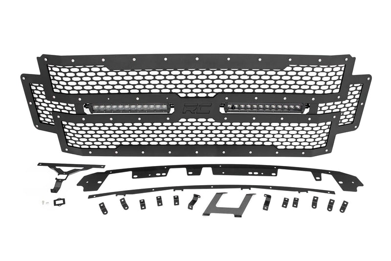 RC Mesh Grille | 12" Dual Row LED | Black | Ford F-250/F-350 Super Duty (17-19) (manufacturer page)