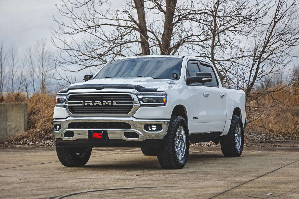 Rough Country 30005 LED Fog Light Kit | 3.5 Inch Round Black Series | Amber DRL | Ram 1500 (2019-2024) - Studio View 6