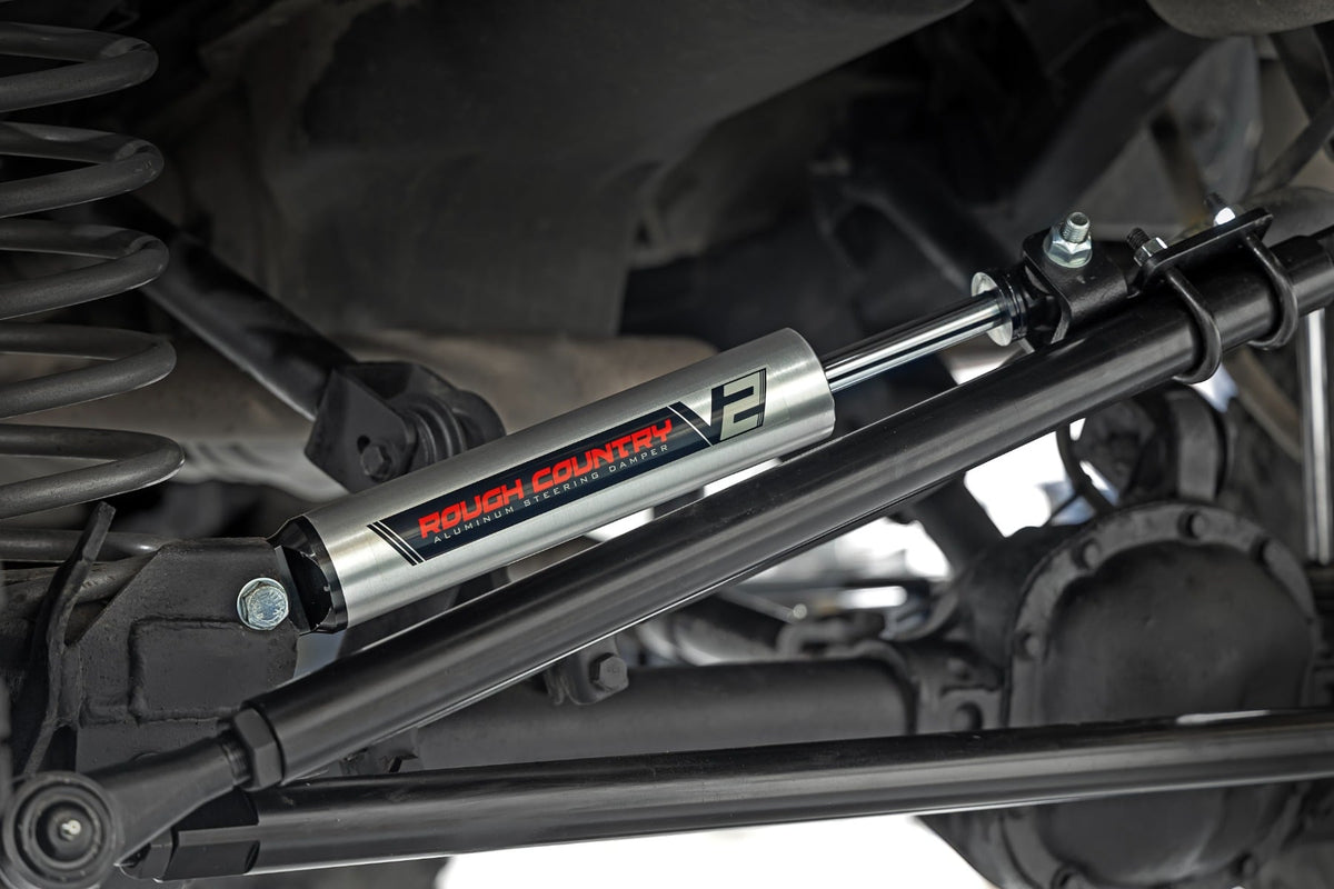 Rough Country 10613V2 HD Steering Kit | V2 Stabilizer Combo | Jeep Cherokee XJ/Comanche MJ/Wrangler TJ - Studio View 4