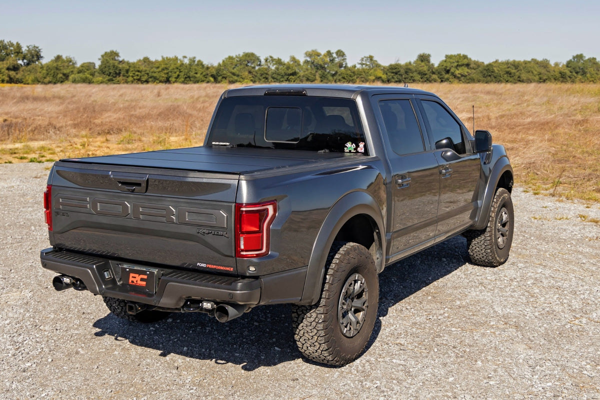 Rough Country 49221550 Hard Tri-Fold Flip Up Bed Cover | 5'7" Bed | Ford F-150 (21-26)/F-150 Lightning (22-26)