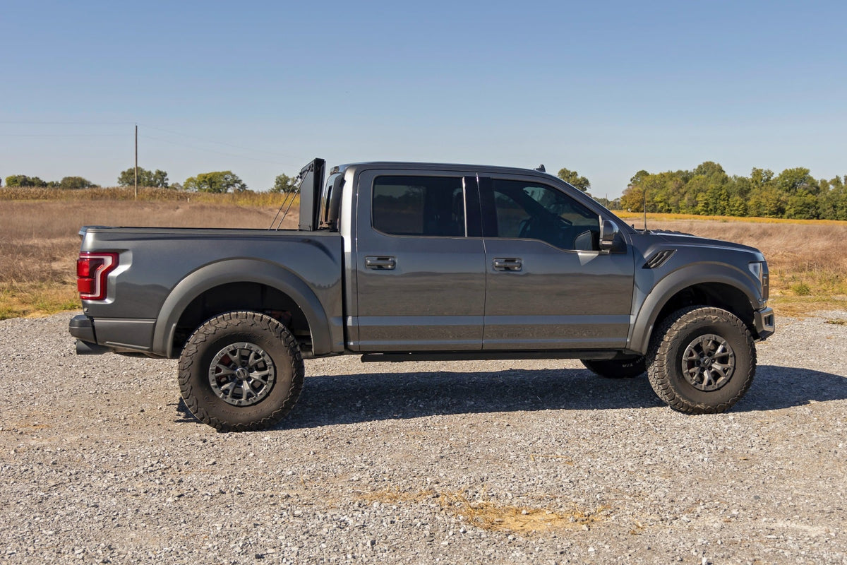 Rough Country 49221550 Hard Tri-Fold Flip Up Bed Cover | 5'7" Bed | Ford F-150 (21-26)/F-150 Lightning (22-26)
