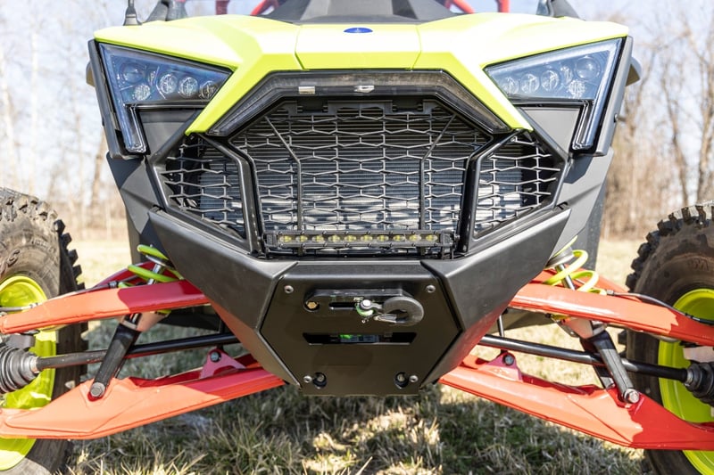 RC LED Light | Winch Mount | Front | 10" Black Slimline | Polaris RZR Pro R (manufacturer page)