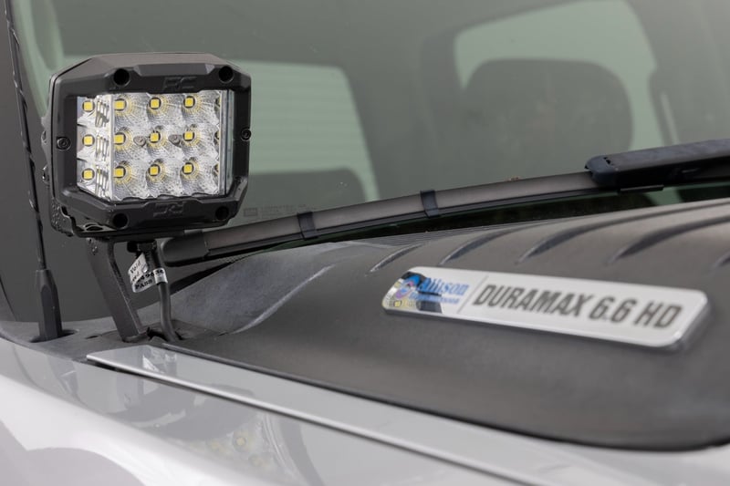 RC LED Light Kit | Ditch Mount | 2" Black Pair | Spot | Chevy 1500 & Chevy/GMC 2500HD/3500HD (07-14) (manufacturer page)