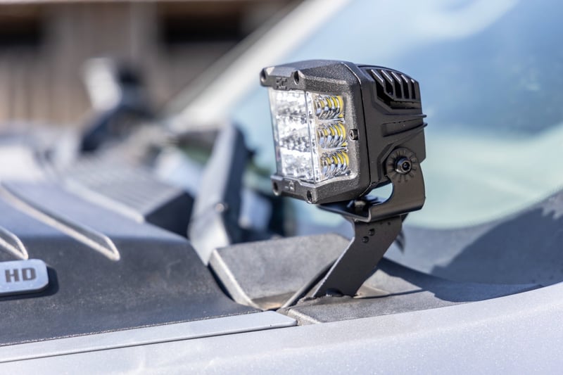 RC LED Light Kit | Ditch Mount | 2" Black Pair | Spot | Chevy 1500 & Chevy/GMC 2500HD/3500HD (07-14) (manufacturer page)