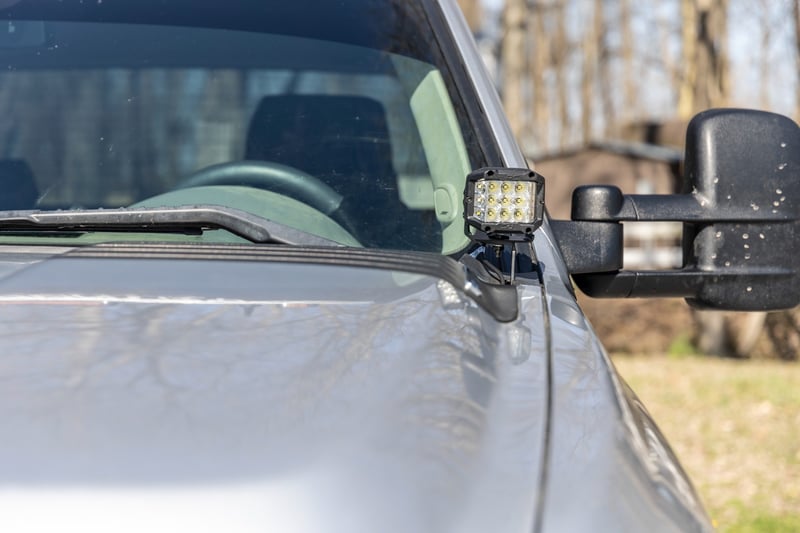 RC LED Light Kit | Ditch Mount | 2" Black Pair | Spot | Chevy 1500 & Chevy/GMC 2500HD/3500HD (07-14) (manufacturer page)