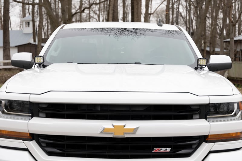 RC LED Ditch Light Kit | 2in Black Pair | Amber DRL | Chevy/GMC 1500 (14-18 & Classic) (manufacturer page)