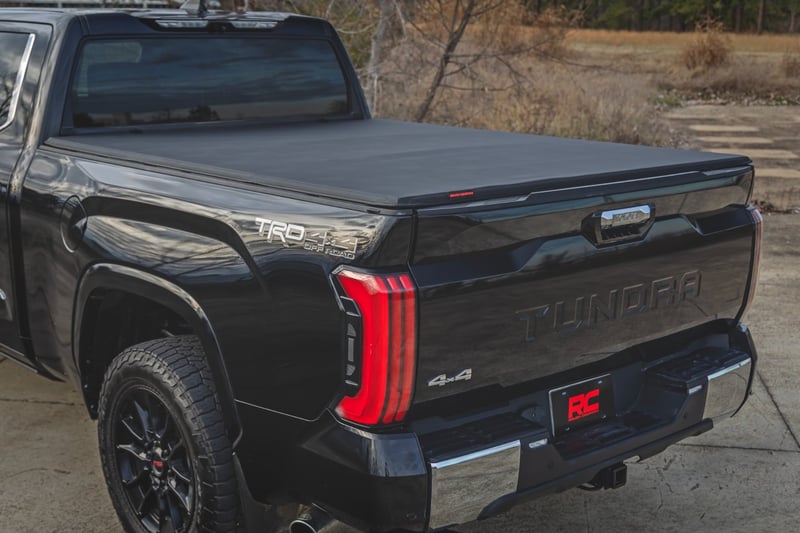 RC Soft Tri-Fold Bed Cover | With & W/O OE Rails | 6'7" Bed | Toyota Tundra (22-26) (manufacturer page)