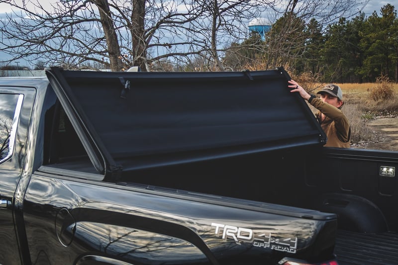 RC Soft Tri-Fold Bed Cover | With & W/O OE Rails | 6'7" Bed | Toyota Tundra (22-26) (manufacturer page)