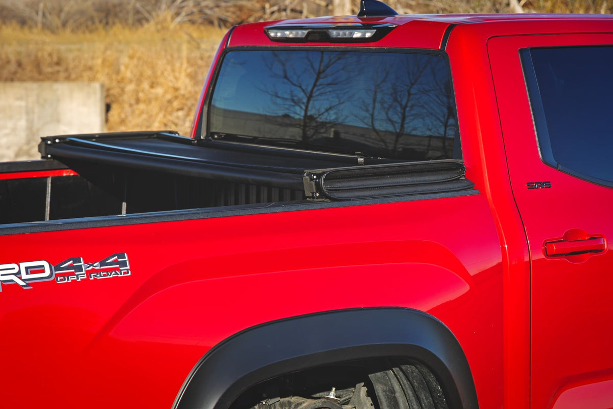 Rough Country 41419560A Soft Tri-Fold Bed Cover | 5'7" Bed | with and w/o OE Rail | Toyota Tundra (22-26) - Studio View 6