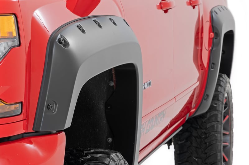 RC Pocket Fender Flares | 5'9" Bed | GCN Victory Red | Chevy Silverado 1500 (14-18 & Classic) (manufacturer page)