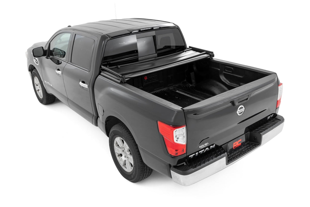 Soft Tri-Fold Bed Cover | 5'7" Bed | Nissan Titan 2WD/4WD (2017-2024) - Bed Covers (Image 4 of 6)