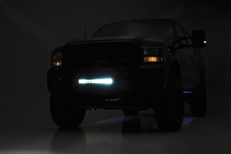 RC LED Light Kit | Bumper | 20" Chrome Dual Row | White DRL | Ford F-250/F-350 Super Duty (05-07) (manufacturer page)