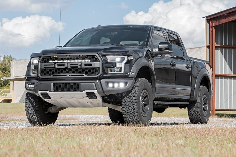 RC LED Light Kit | Fog Mount | Triple 2" Black Pair | Amber DRL | Ford Raptor (17-20) (manufacturer page)