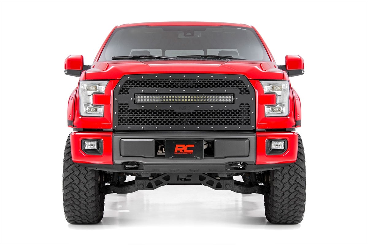 Mesh Grille | 30" Dual Row LED | Black | Amber DRL | Ford F-150 (15-17) - Lighting & Acc (Image 5 of 6)