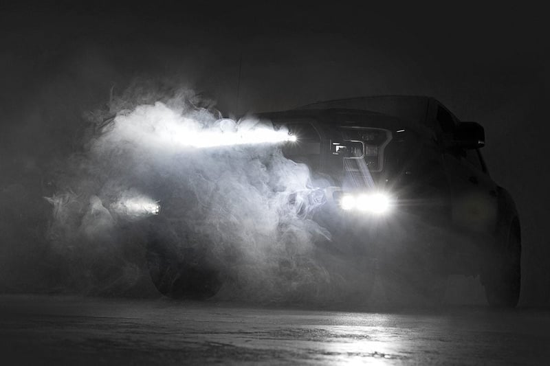 RC LED Light Kit | Fog Mount | Triple 2" Black Pair | Amber DRL | Ford Raptor (17-20) (manufacturer page)