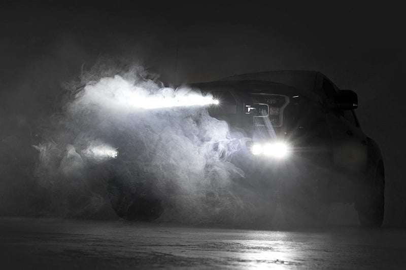 RC LED Light Kit | Fog Mount | Triple 2" Black Pair | White DRL | Ford Raptor (17-20) (manufacturer page)