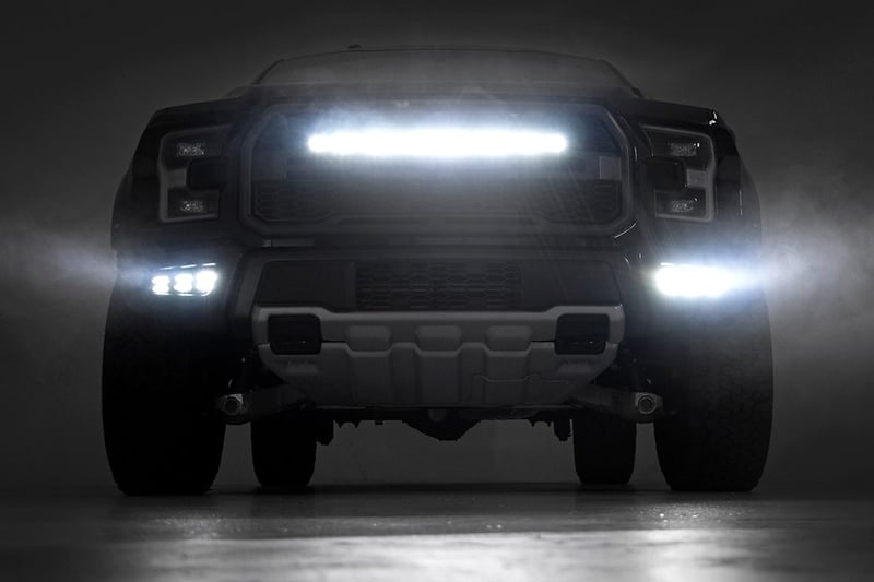 RC LED Light Kit | Fog Mount | Triple 2" Black Pair | White DRL | Ford Raptor (17-20) (manufacturer page)