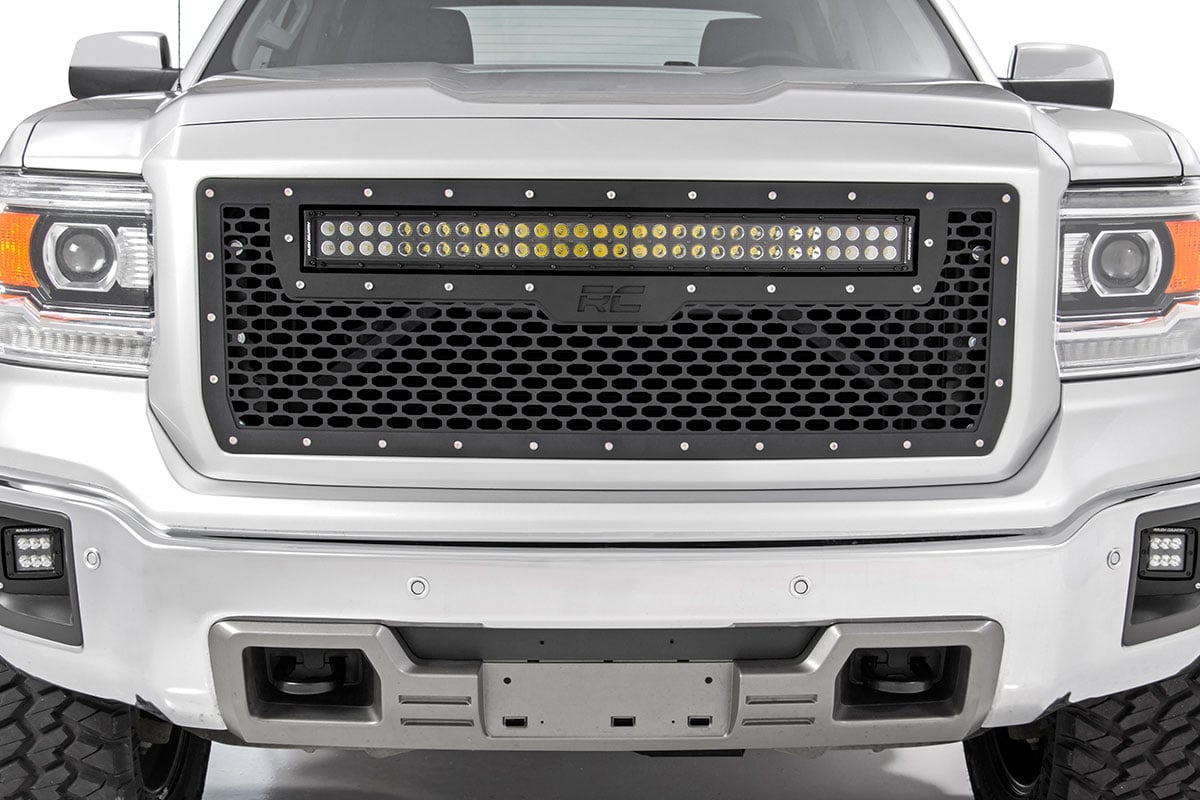 Mesh Grille | 30" Dual Row LED | Black | Amber DRL | GMC Sierra 1500 (14-15) - Lighting & Acc (Image 4 of 6)