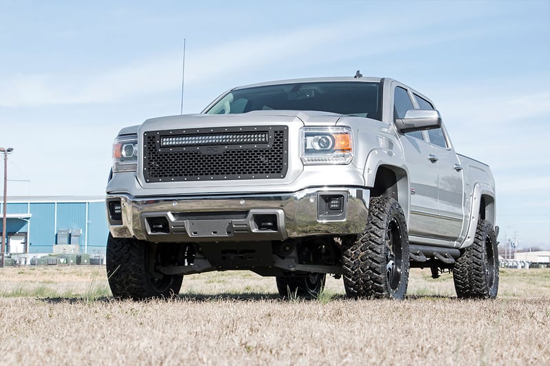RC Mesh Grille | 30" Dual Row LED | Black | White DRL | GMC Sierra 1500 (14-15) (manufacturer page)
