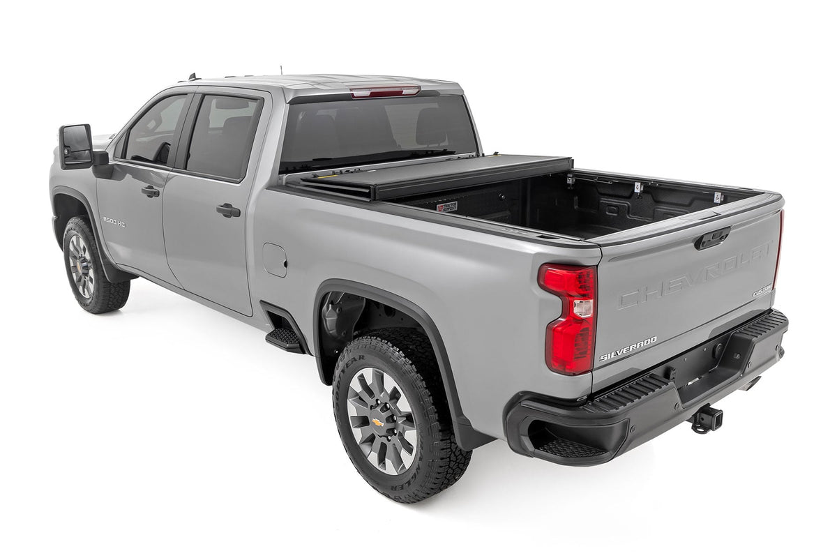 Hard Tri-Fold Flip Up Bed Cover | 6'9" Bed | Chevy/GMC  Silverado/Sierra 2500HD/3500HD (20-26) - Bed Covers (Image 4 of 6)