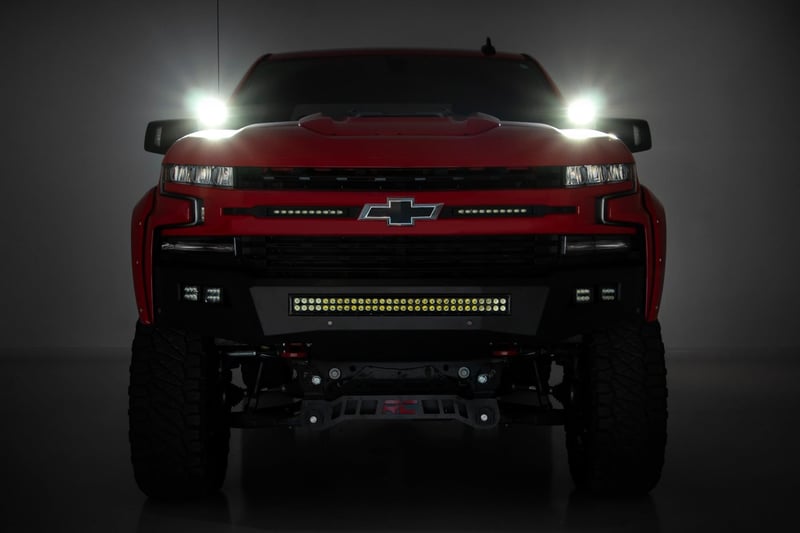 RC LED Light Kit | Ditch Mount | 2" Black Pair | White DRL | Chevy Silverado 1500 (19-26) (manufacturer page)