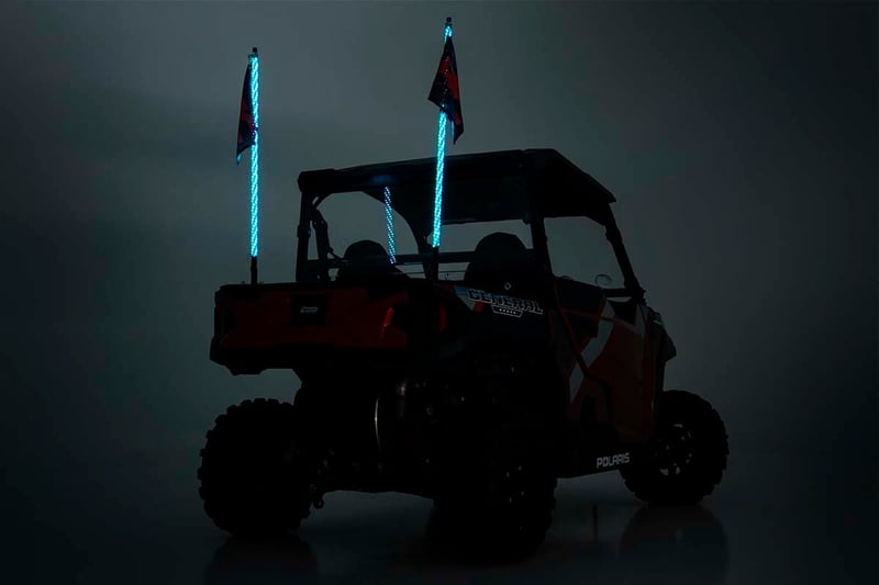 RC Whip Mount | Bed | 4' Multl-Color LED Whip Pair | Polaris General/Ranger 1000/Ranger XP 900/1000 (manufacturer page)