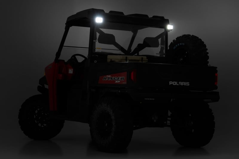 RC LED Light | RR Cage Mount | 2" Black Spot Pair | Polaris Ranger 1000/Ranger XP 900/1000 (manufacturer page)