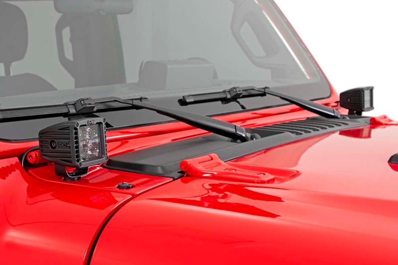 RC LED Light Kit | Cowl Mount | 2" Black Pair | Amber DRL | Jeep Gladiator JT/Wrangler JL (18-26) (manufacturer page)