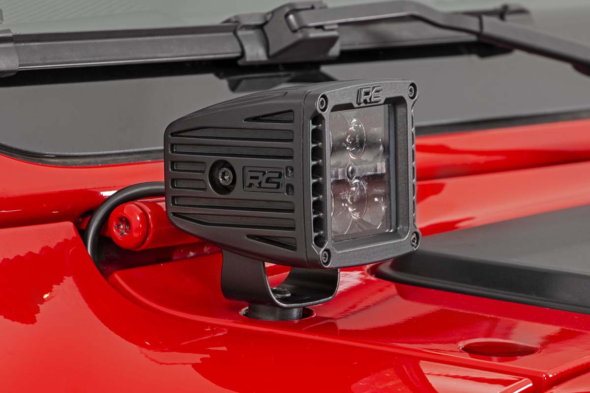 RC LED Light Kit | Cowl Mount | 2" Black Pair | Jeep Gladiator JT/Wrangler JL (18-26) (manufacturer page)