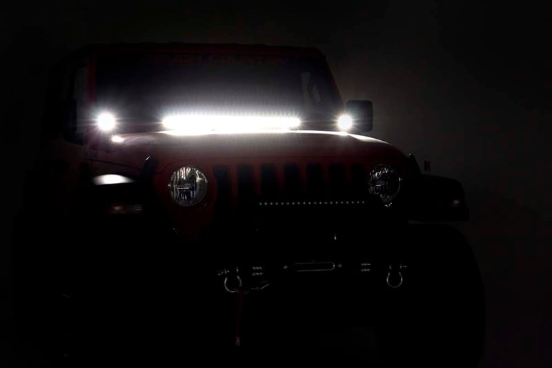 RC LED Light Kit | Cowl Mount | 2" Black Pair | Jeep Gladiator JT/Wrangler JL (18-26) (manufacturer page)