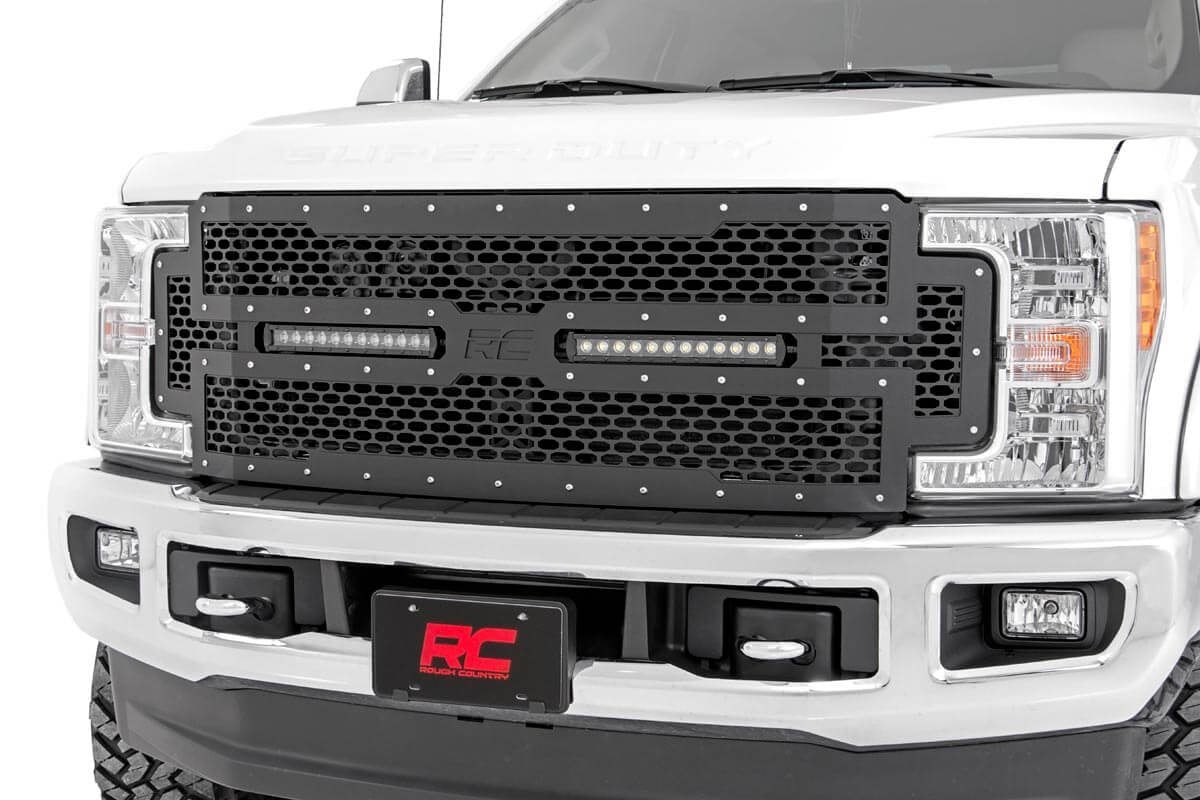 Mesh Grille | 12" Dual Row LED | Black | Ford F-250/F-350 Super Duty (17-19) - Lighting & Acc (Image 1 of 6)