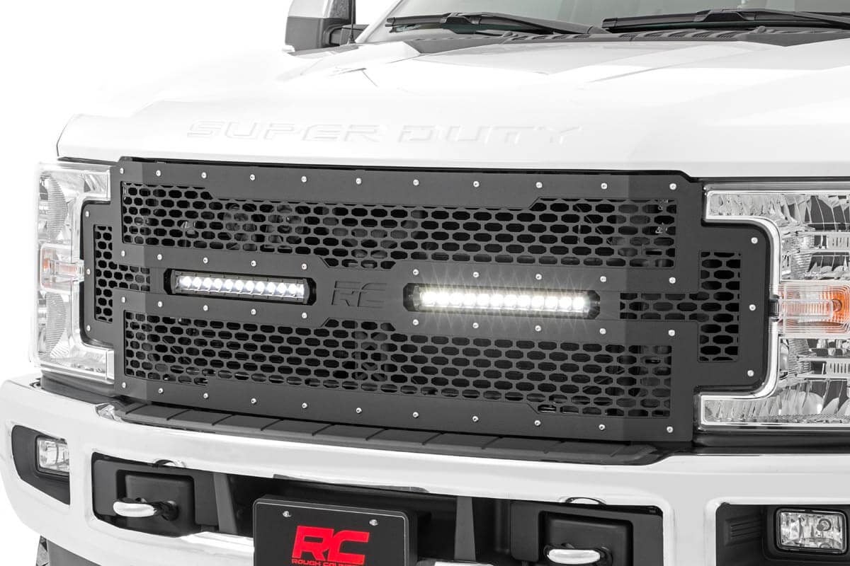 Mesh Grille | 12" Dual Row LED | Black | Ford F-250/F-350 Super Duty (17-19) - Lighting & Acc (Image 3 of 6)