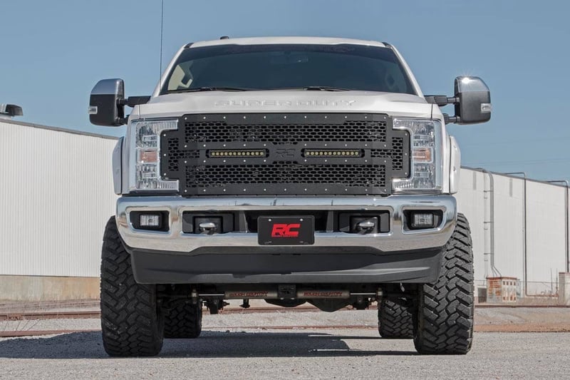 RC Mesh Grille | 12" Dual Row LED | Black | Ford F-250/F-350 Super Duty (17-19) (manufacturer page)