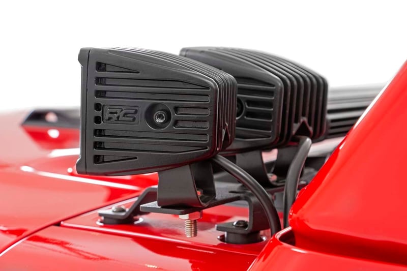 RC LED Light Kit | Quad | Cowl Mount | 2" Black | White DRL | Jeep Gladiator JT/Wrangler JL (18-26) (manufacturer page)