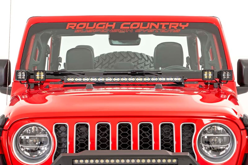 RC LED Light Kit | Quad | Cowl Mount | 2" Black | White DRL | Jeep Gladiator JT/Wrangler JL (18-26) (manufacturer page)