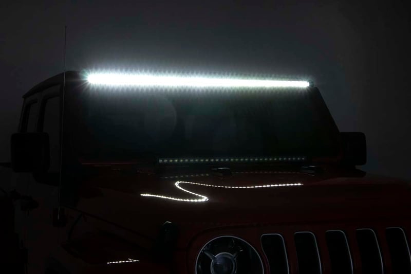 RC LED Light Kit | Windshield Mount | 50" BLK Dual Row | Jeep Gladiator JT/Wrangler JL (18-26) (manufacturer page)