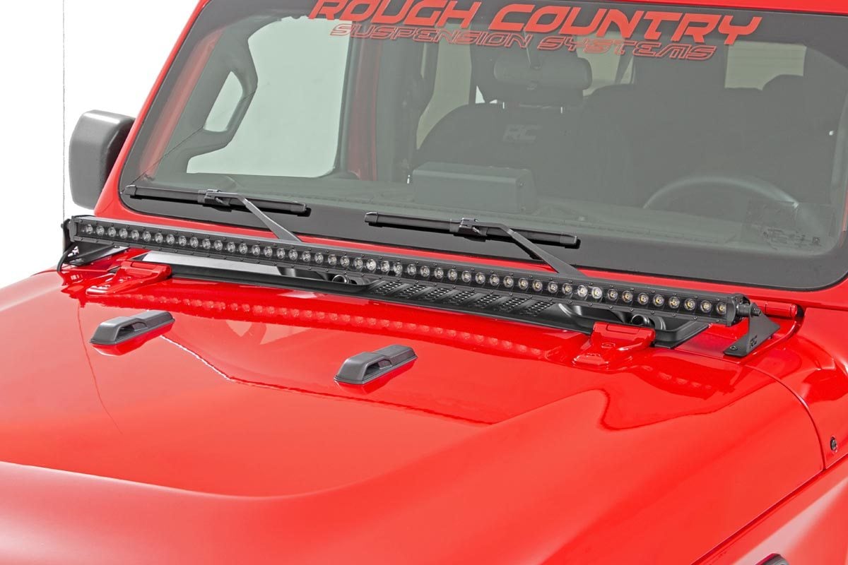 RC LED Light Kit | Cowl Mount | 50" Spectrum Single Row | Jeep Gladiator JT/Wrangler JL (18-26) (manufacturer page)