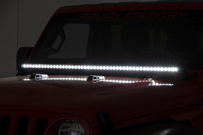 RC LED Light Kit | Cowl Mount | 50" Spectrum Single Row | Jeep Gladiator JT/Wrangler JL (18-26) (manufacturer page)