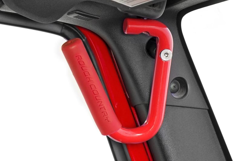 RC Grab Handles | Steel | FR & RR | Red | Jeep Wrangler JK/Wrangler Unlimited (07-18) (manufacturer page)