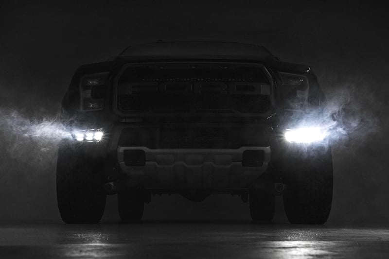 RC LED Light Kit | Fog Mount | Triple 2" Black Pair | White DRL | Ford Raptor (17-20) (manufacturer page)