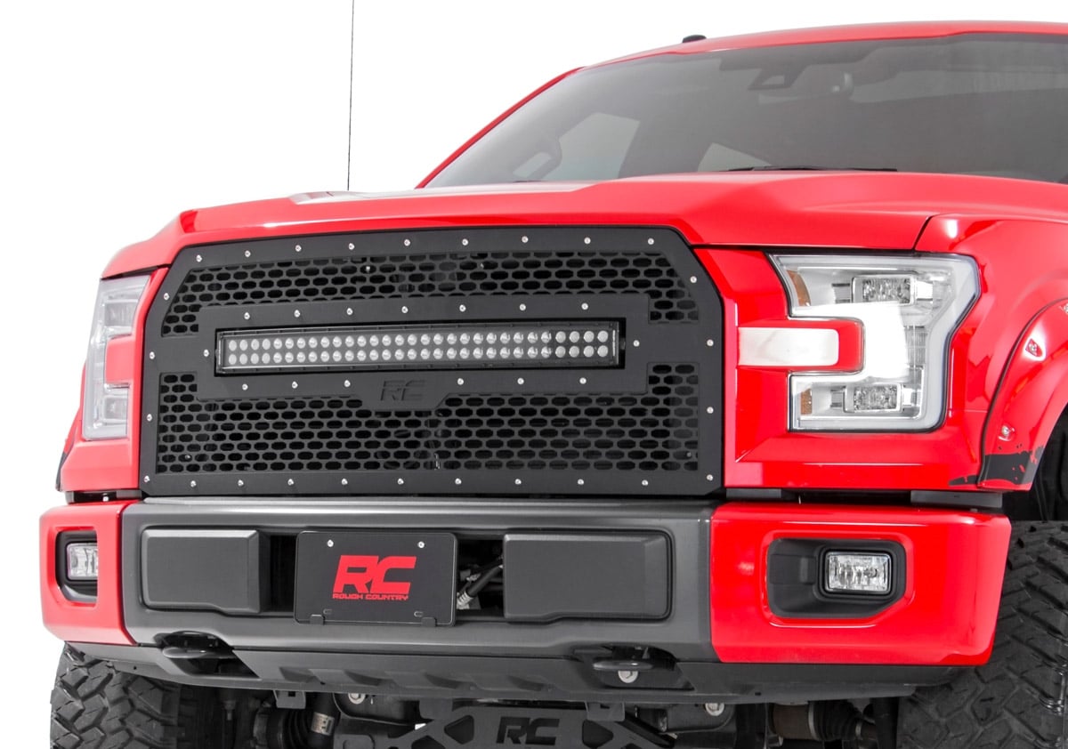 Mesh Grille | 30" Dual Row LED | Black | Amber DRL | Ford F-150 (15-17) - Lighting & Acc (Image 3 of 6)