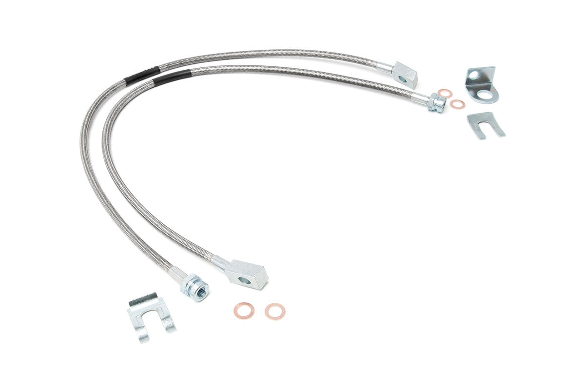 Rough Country 89702 Brake Lines | Stainless | FR | 4-6" Lift | Jeep Cherokee XJ/Wrangler TJ/Wrangler Unlimited - Image 1